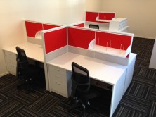 Ecotech Gable Ended Hot Desks With Staxis Tile Base Screens. Choice Of Colours